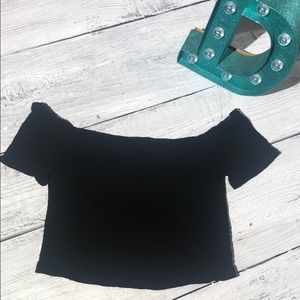 Ambiance Black Off The Shoulder Crop Top